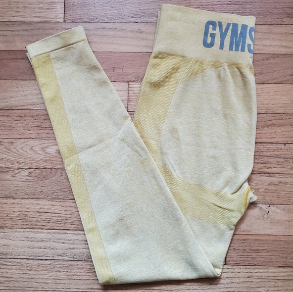 GymShark Women's Flex High-Waisted Leggings Yellow marl Size L gym comfy Train - Picture 1 of 8